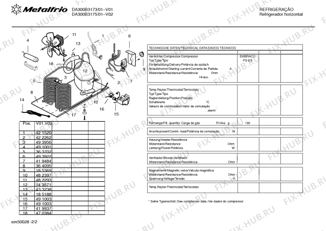 Взрыв-схема холодильника Metalfrio DA300B3175 - Схема узла 02