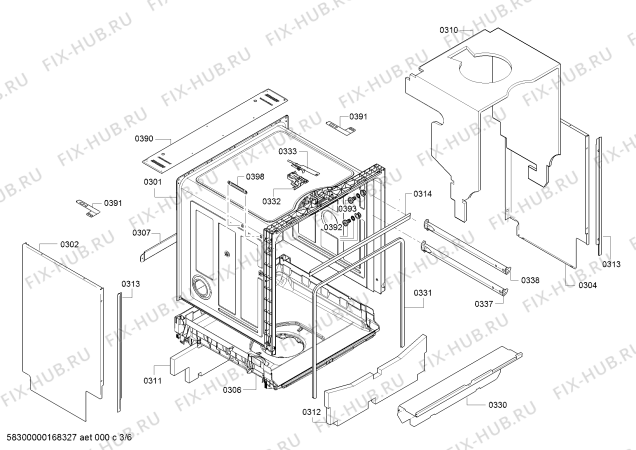 Взрыв-схема посудомоечной машины Bosch SMU58L08SK SilencePlus - Схема узла 03