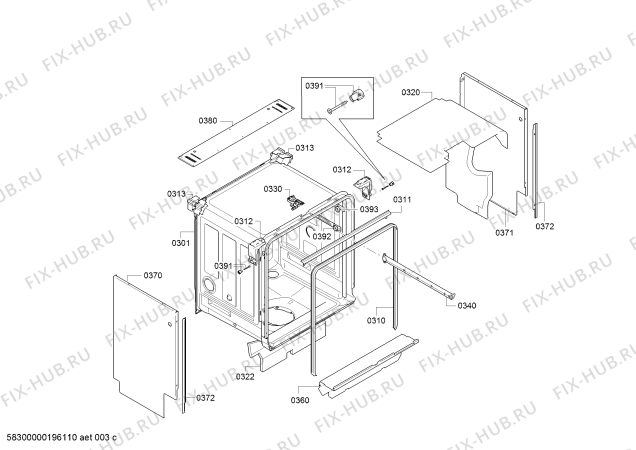 Схема №3 SN636X02CE с изображением Набор кнопок для посудомойки Siemens 10003351