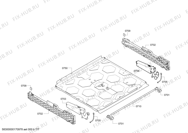 Взрыв-схема плиты (духовки) Neff B45M54N3GB - Схема узла 07