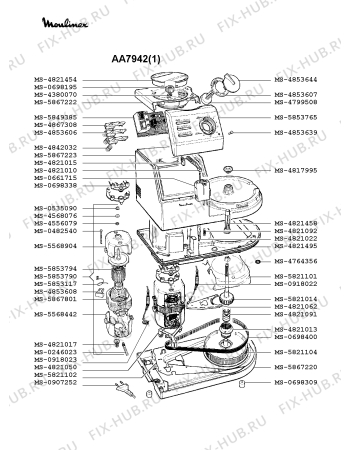 Взрыв-схема кухонного комбайна Moulinex AA7942(1) - Схема узла 9P000328.5P5