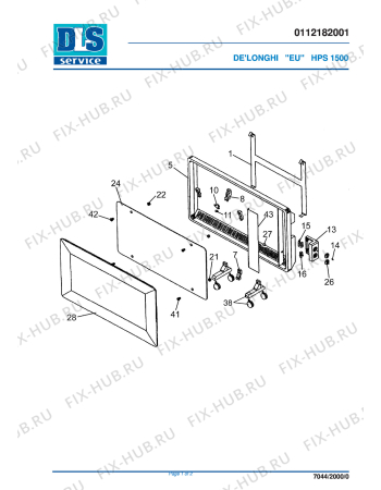Схема №1 HPS 1500 с изображением Панель для обогревателя (вентилятора) DELONGHI HV1025