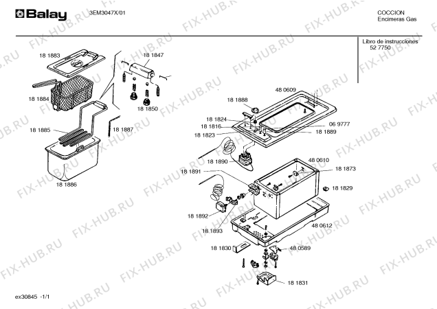 Схема №1 3EM3047X с изображением Сопротивление Metox для духового шкафа Bosch 00181885