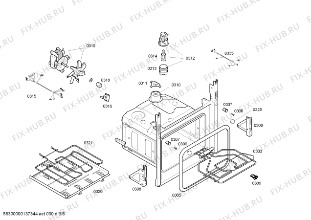 Взрыв-схема плиты (духовки) Bosch HBA43S460E - Схема узла 03