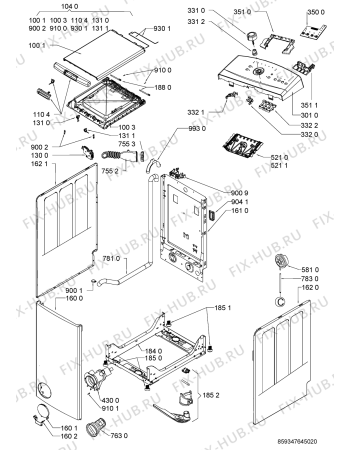 Схема №1 AWE6090N с изображением Блок управления для стиральной машины Whirlpool 481010526769