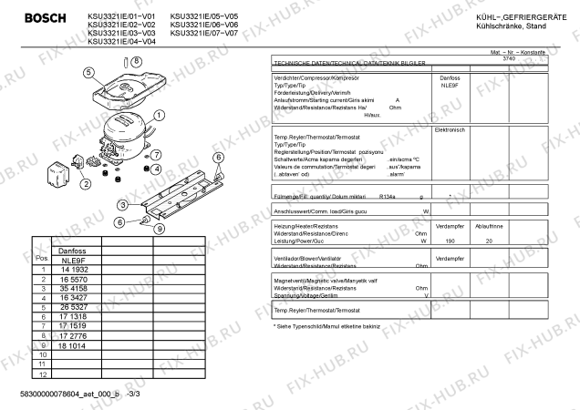 Взрыв-схема холодильника Bosch KSU3321IE - Схема узла 03