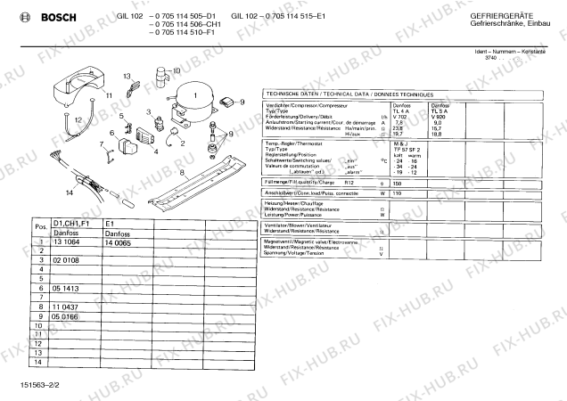 Взрыв-схема холодильника Bosch 0705114515 GIL102 - Схема узла 02