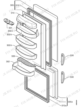 Взрыв-схема холодильника Zoppas PCB33SB - Схема узла Door 003