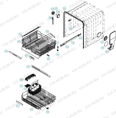 Взрыв-схема посудомоечной машины Cylinda DM840 HT Avh SE   -Stainless (401756, DW90.2) - Схема узла 02