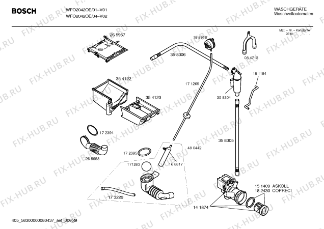 Взрыв-схема стиральной машины Bosch WFO2042OE Maxx WFO 2042 OE - Схема узла 04