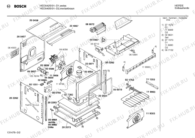 Схема №1 HEE640S с изображением Ручка для электропечи Bosch 00282465