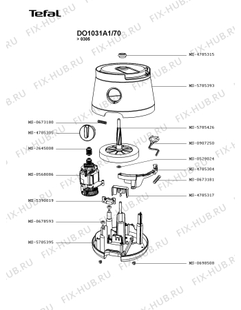Взрыв-схема кухонного комбайна Tefal DO1031A1/70 - Схема узла 0P003031.2P2