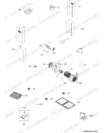 Схема №1 PDI9075E с изображением Дымоход для электровытяжки Aeg 4055382644