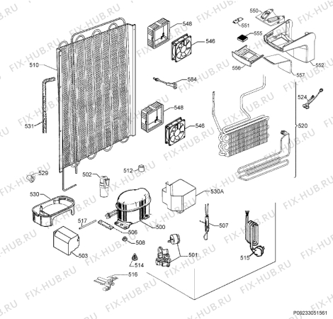 Взрыв-схема холодильника Smeg S7L148DF2P1 - Схема узла Cooling system 017