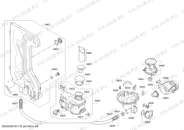 Взрыв-схема посудомоечной машины Bosch SMS50D02EU SilencePlus; SportsEdition - Схема узла 04