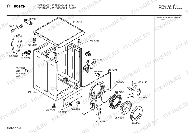 Взрыв-схема стиральной машины Bosch WFB2005CH BOSCH WFB 2005 - Схема узла 02