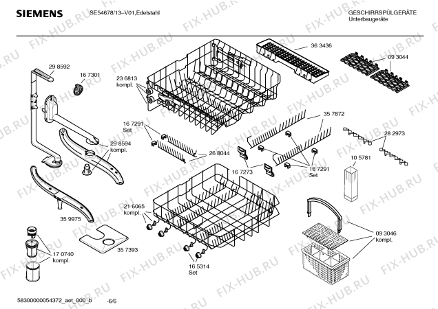 Взрыв-схема посудомоечной машины Siemens SE54678 EXTRAKLASSE - Схема узла 06