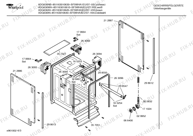 Взрыв-схема посудомоечной машины Whirlpool SF5WHA1EU, ADG630NB - Схема узла 03