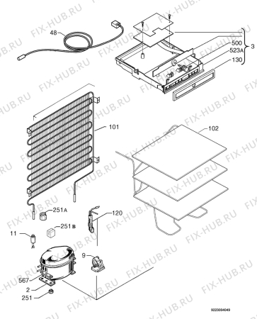 Взрыв-схема холодильника Zanussi ZFT10FB - Схема узла Cooling system 017