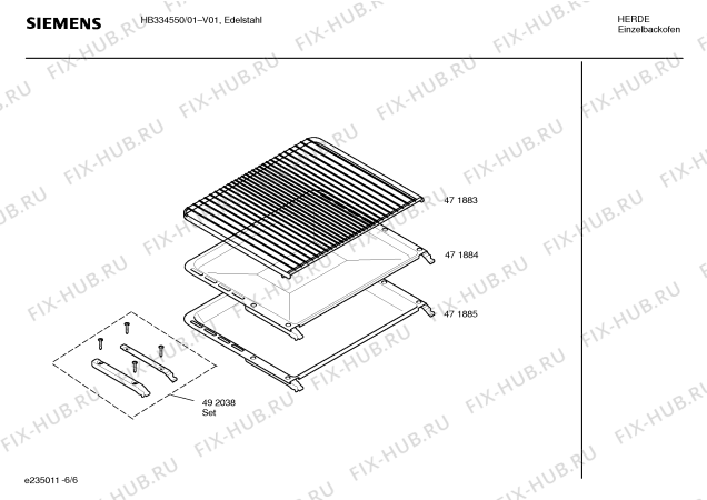 Взрыв-схема плиты (духовки) Siemens HB334550 - Схема узла 06