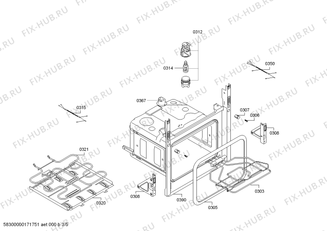 Взрыв-схема плиты (духовки) Bosch HBA10B250E H.BO.NP.LK/.IN.GLASS.B4/.X.ME///// - Схема узла 03