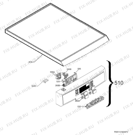 Схема №3 F6541PM0 с изображением Панель для посудомойки Aeg 8086407056