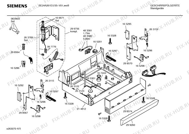 Взрыв-схема посудомоечной машины Siemens SE24A261EU Four seasons - Схема узла 05
