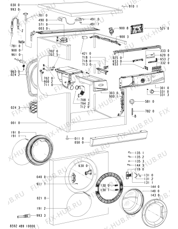 Схема №1 AWO/D 431361 с изображением Обшивка для стиральной машины Whirlpool 480111100865