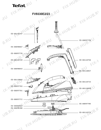 Схема №1 FV9330G0/23 с изображением Рукоятка для утюга (парогенератора) Tefal CS-00110859