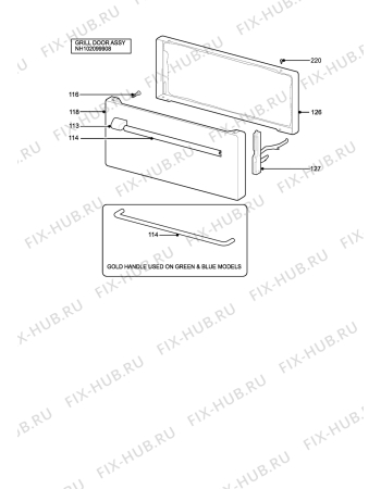 Взрыв-схема плиты (духовки) Parkinson Cowan RENSIDLBN - Схема узла H10 Grill door assy