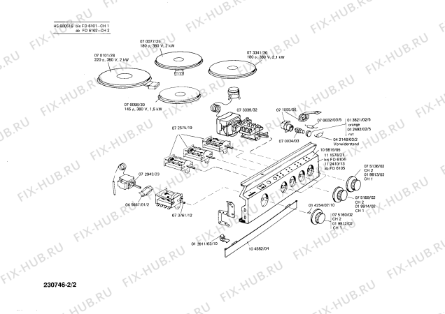 Взрыв-схема плиты (духовки) Siemens HS600516 - Схема узла 02