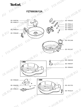 Взрыв-схема тостера (фритюрницы) Tefal FZ700036/12A - Схема узла 2P003377.0P2