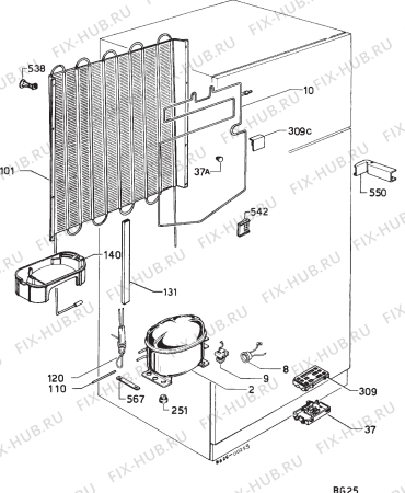 Взрыв-схема холодильника Faure 08834W - Схема узла Refrigerator cooling system