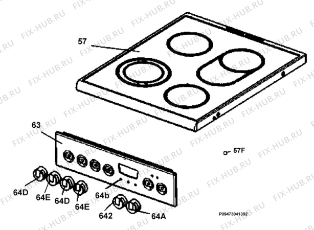 Взрыв-схема плиты (духовки) Electrolux EKC513509W - Схема узла Section 4