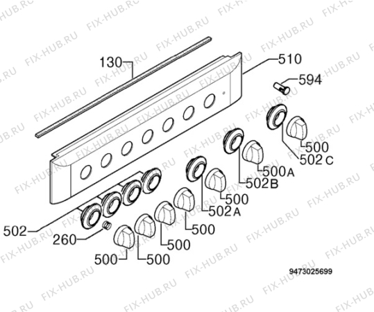 Взрыв-схема плиты (духовки) Electrolux EKG6704 - Схема узла Command panel 037