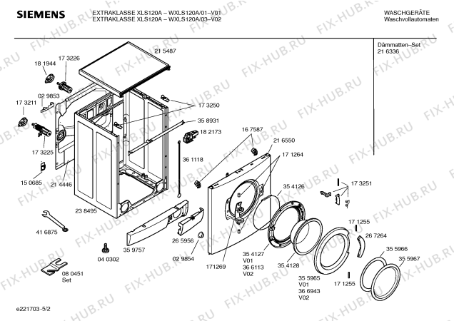 Схема №2 WXLS140A SIEMENS Extraklasse XLS140A с изображением Таблица программ для стиралки Siemens 00529051