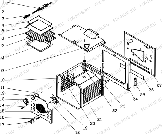 Взрыв-схема плиты (духовки) SCHOLTES FE56INOX (F010893) - Схема узла