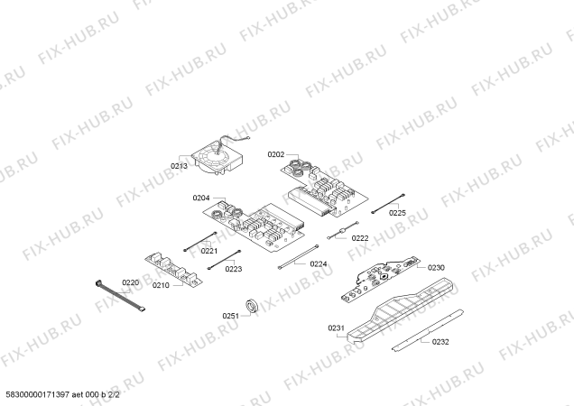 Взрыв-схема плиты (духовки) Neff T55T83X2 IH6.1 - Flex - Схема узла 02