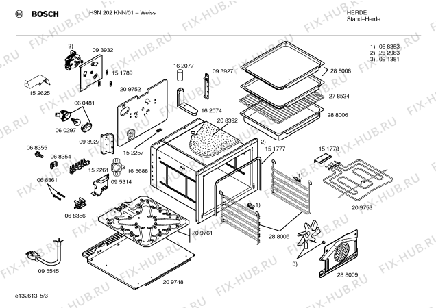 Взрыв-схема плиты (духовки) Bosch HSN202KNN - Схема узла 03