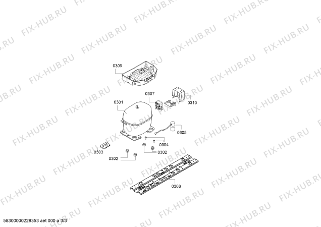 Взрыв-схема холодильника Bosch KGE39XW2AR, Bosch - Схема узла 03