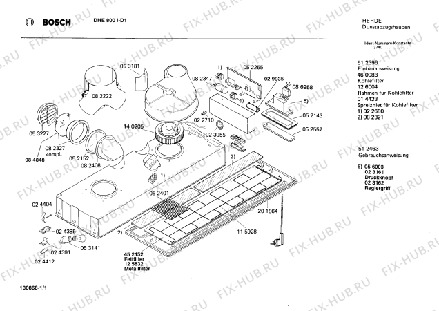 Схема №1 DHE800I с изображением Кнопка для вентиляции Bosch 00023161