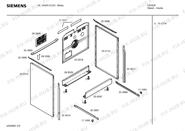 Взрыв-схема плиты (духовки) Siemens HL53425EU - Схема узла 02