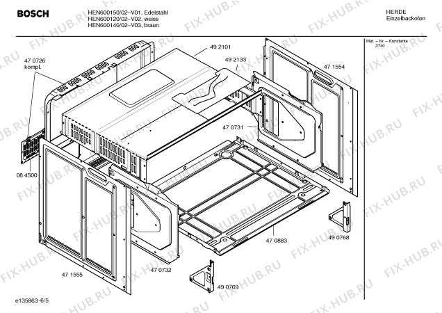 Схема №2 HEN600150 с изображением Фронтальное стекло для электропечи Bosch 00473452