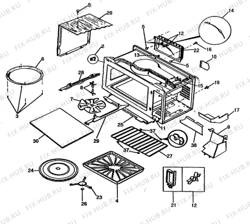 Взрыв-схема микроволновой печи Electrolux NF4084 - Схема узла H40 Housing, glass tray  C