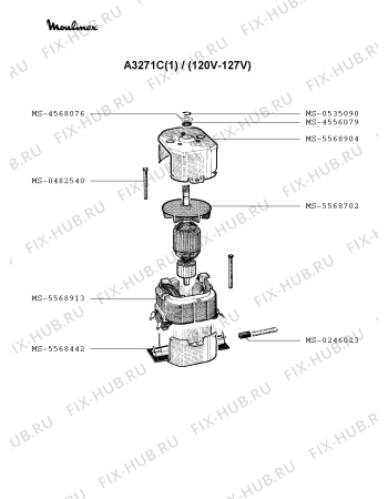 Взрыв-схема блендера (миксера) Moulinex A3271C(1) - Схема узла KP001164.8P2
