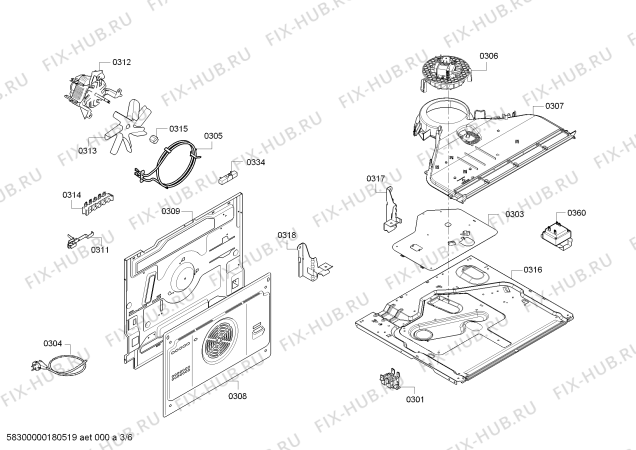 Взрыв-схема плиты (духовки) Bosch HCE764255V Meatprobe model , Inox - Схема узла 03