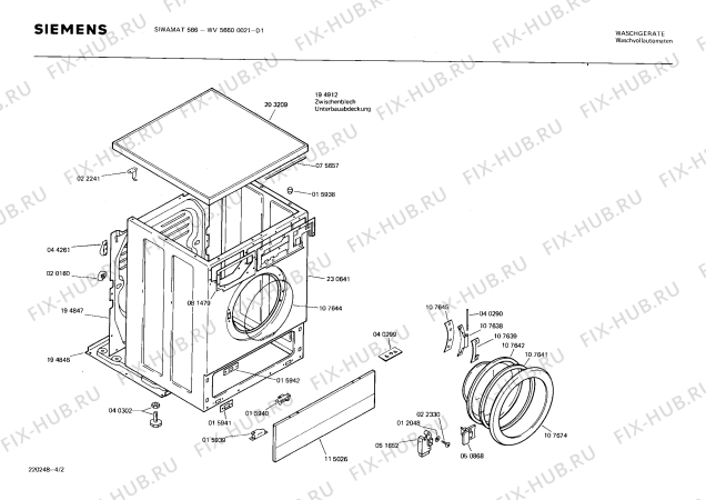 Взрыв-схема стиральной машины Siemens WV56600021 SIWAMAT 566 - Схема узла 02