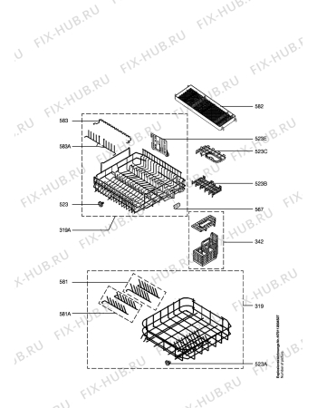Взрыв-схема посудомоечной машины Atag VA6111ATUU/A00 - Схема узла Baskets, tubes 061