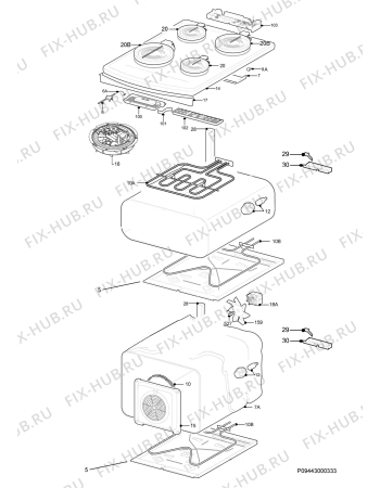 Взрыв-схема плиты (духовки) Zanussi ZKT6050X - Схема узла Electrical equipment 268