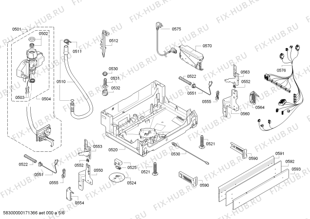 Взрыв-схема посудомоечной машины Bosch SMU54M35EU - Схема узла 05